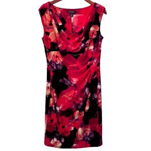 Lauren Ralph Lauren Dress 12 Sleeveless Cowl Neck Ruched Floral Stretchy